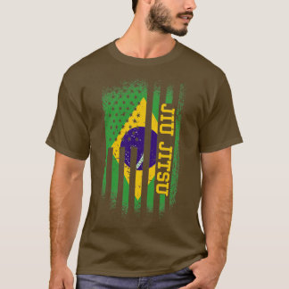 Camiseta Jiu Jitsu Bandeira Brasileira E Americana Ju