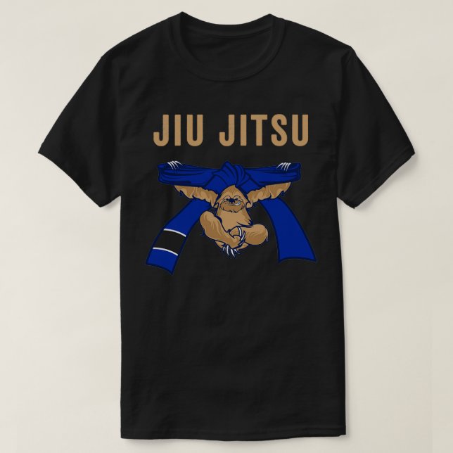 Camiseta Jiu Jitsu BJJ Sloth Jiu Jitsu Belet Azul com Texto (Frente do Design)