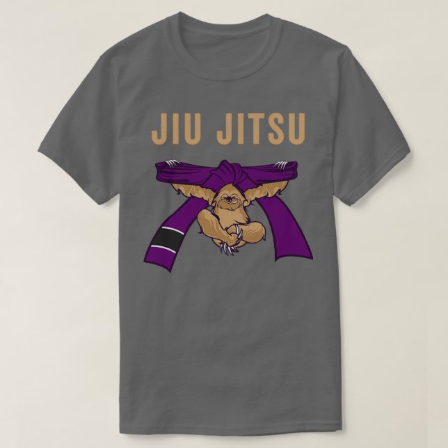 Camiseta Jiu Jitsu BJJ Sloth Jiu Jitsu Belet Roxo com Tex (Frente do Design)