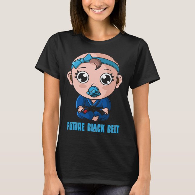 Camiseta Jiu Jitsu Brasileiro BJJ e Grappling Bebê Preto (Frente)