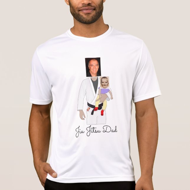 Camiseta Jiu Jitsu Dad Custom Photos and Handwritten Text (Frente)