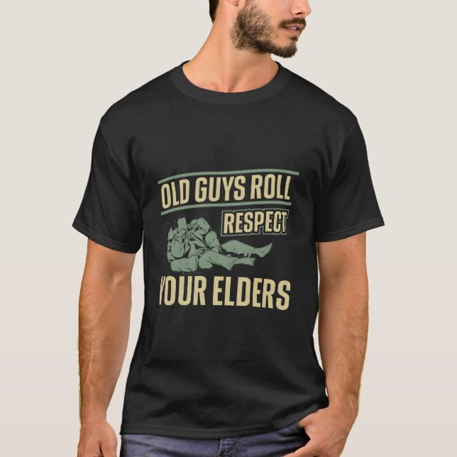 Camiseta Jiu Jitsu Dad Father Coach Old Guys Roll Respect Y (Frente)
