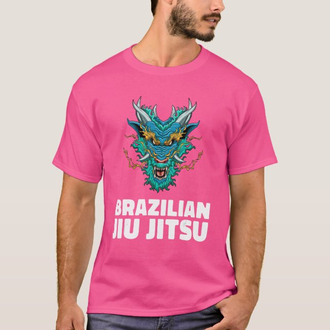 Camiseta Jiu Jitsu Dragon Demon Jiu Jitsu MMA Gra (Frente)