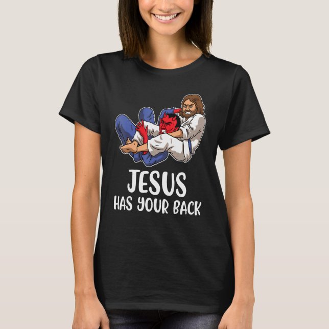 Camiseta Jiu Jitsu Jesus Tem Suas Costas (Frente)