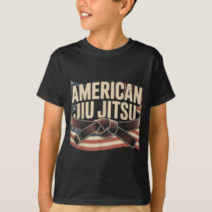 Camiseta Jiu Jitsu Patriótico Americano Bandeira dos EUA Re