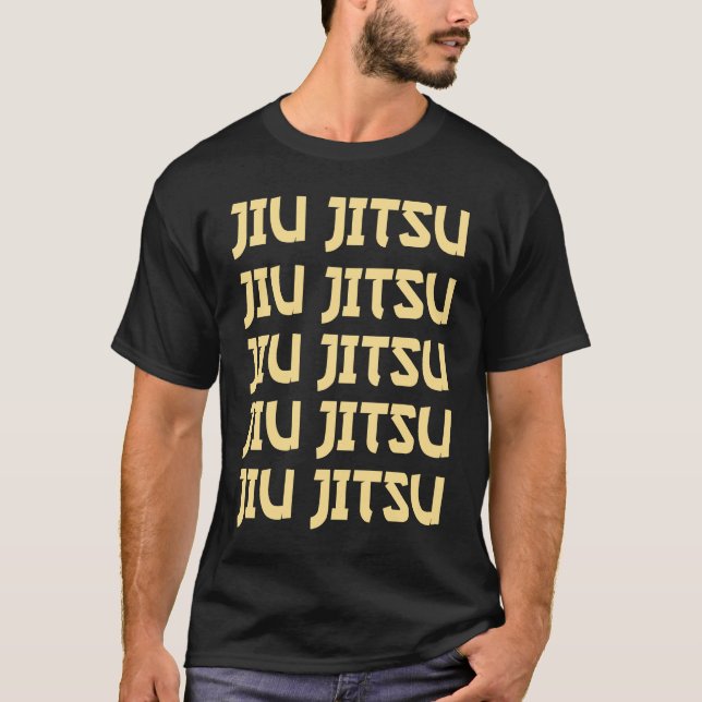 Camiseta Jiu Jitsu Repetindo Texto MMA Muay Thai Boxing Fig (Frente)