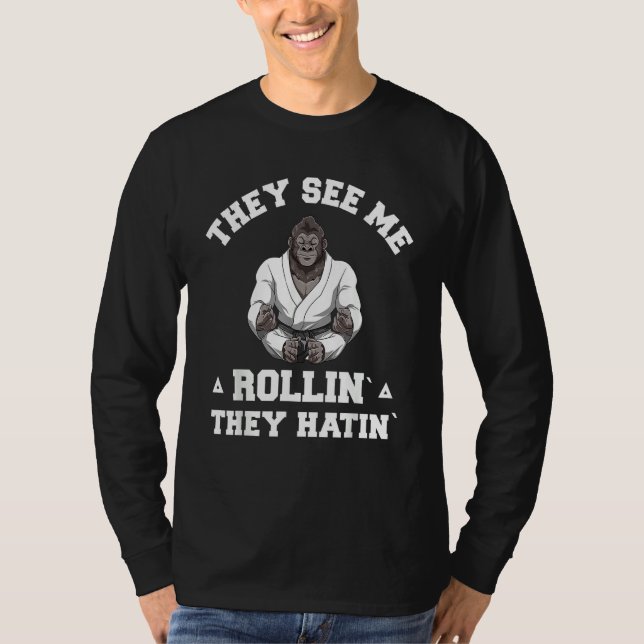 Camiseta Jiu Jitsu Rolando   BJJ Grappling Gorilla (Frente)