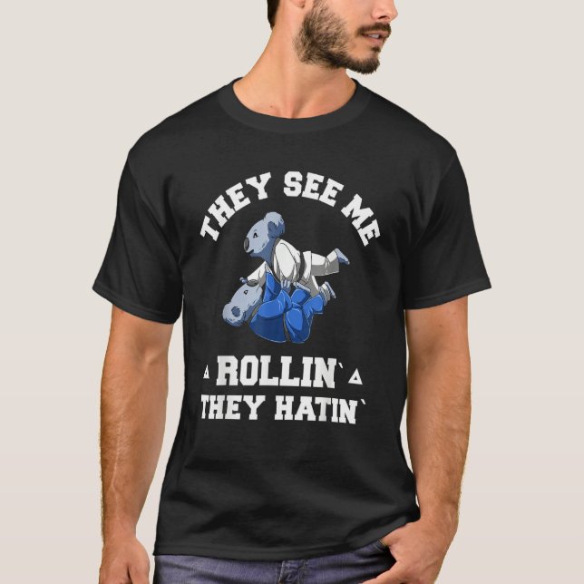 Camiseta Jiu Jitsu Rollin   BJJ Grappling Koala (Frente)