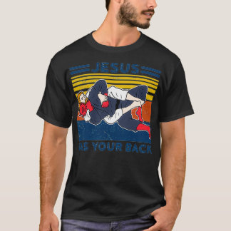 Camiseta Jiu Jitsu s Jesus Has Your Back Mens BJJ MMA Jujit