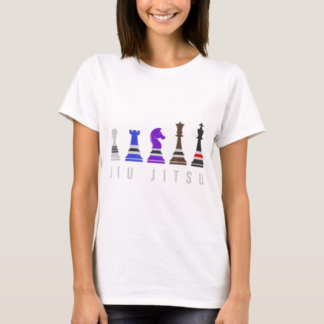 Camiseta jiu jitsu treinando xadrez, presente bjj com texto (Frente)