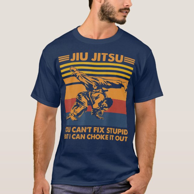 Camiseta Jiu Jitsu You Cant Fix Stupid But I Can Choke It (Frente)