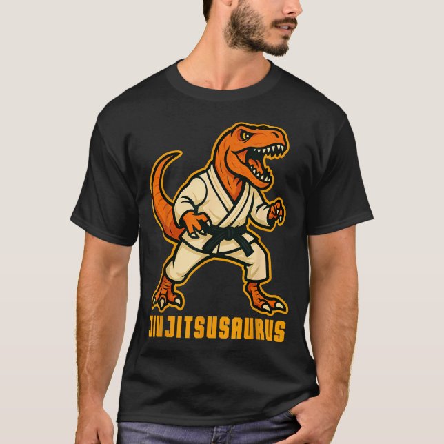Camiseta Jiujitsusaurus Dino Jiu Jitsu Dinossauro Grappler (Frente)