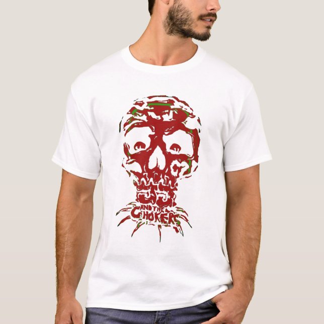Camiseta JJ vermelho e o Tshirt do crânio dos Chokers (Frente)