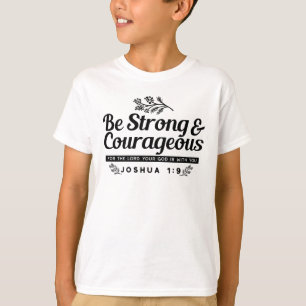 Camiseta Jo 1:9 Bíblia Verso Design - Seja Forte e Corajoso