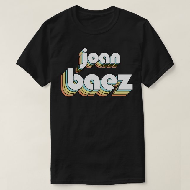 Camiseta Joan Baez Retro Rainbow Typografia Estilo Desvanec (Frente do Design)