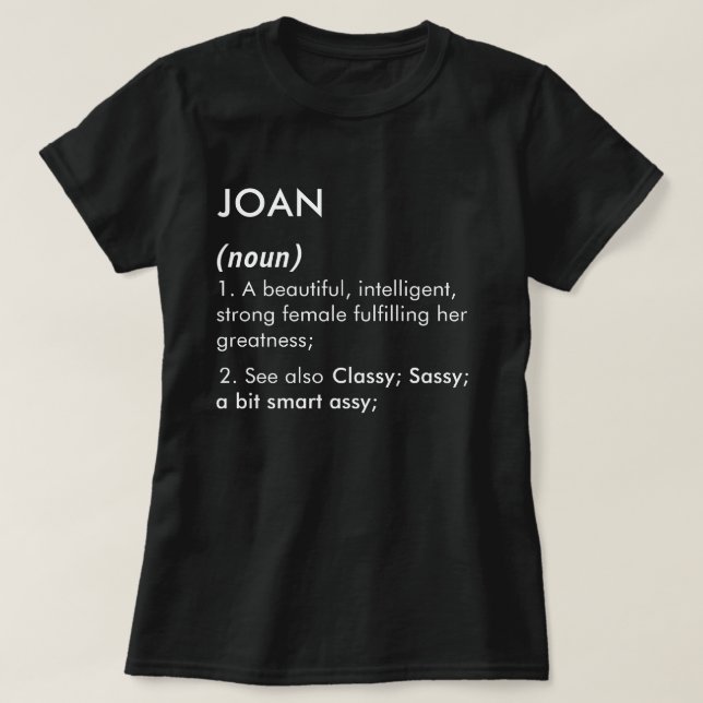 Camiseta Joan name, Editable name, Custom name (Frente do Design)