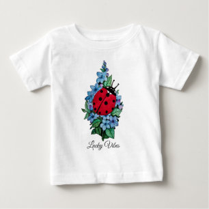 Camiseta Joaninha bonito da aguarela com as flores
