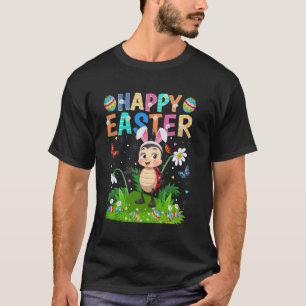 Camiseta Joaninha Feliz Páscoa Caça ao Ovo Coelho Orelha Pá