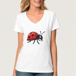 Camiseta Joaninha Vermelha de Desenho Animado Personagem de