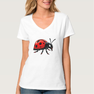 Camiseta Joaninha Vermelha de Desenho Animado Personagem de