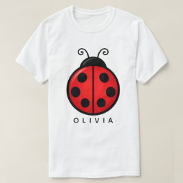 Camiseta Joaninha Vermelha Fofa Arte Gráfica com Nome Perso