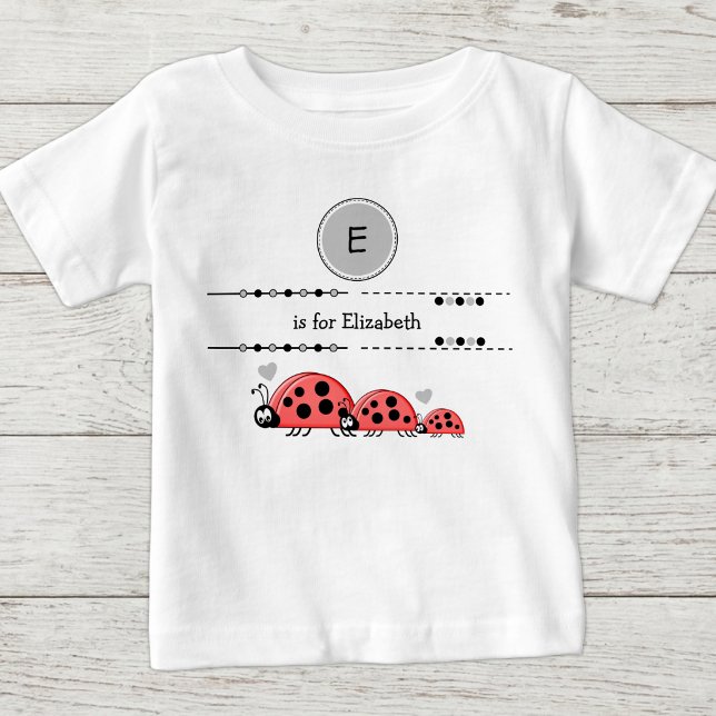 Camiseta Joaninhas adicionam nome preto e cinza (Criador carregado)