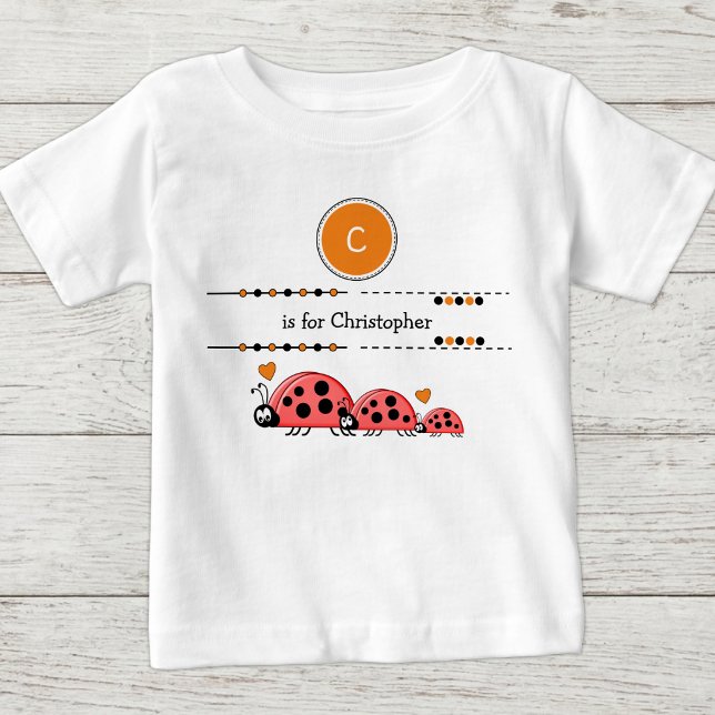 Camiseta Joaninhas adicionam nome preto e laranja (Criador carregado)