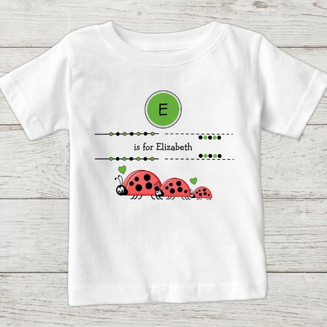 Camiseta Joaninhas adicionar nome preto e verde (Criador carregado)