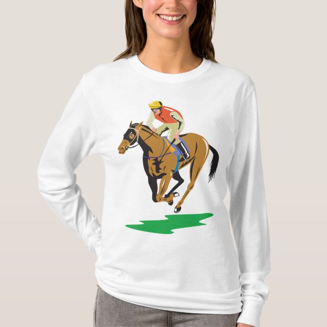 Camiseta Jockey de corrida de cavalos galopando (Frente)