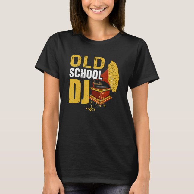 Camiseta Jockeys Dj Disk Music da Escola Antiga Retro Vinil (Frente)