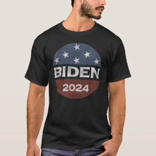 Camiseta Joe Biden 2024 Presidente Vintage EUA Botão de Ban