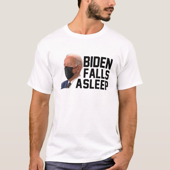 Camiseta Joe Biden Cai No Sono Engraçado Joe Biden Dormindo (Frente)