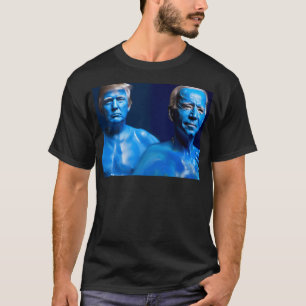 Camiseta Joe Biden E Donald Trump Sendo Totalmente Azul