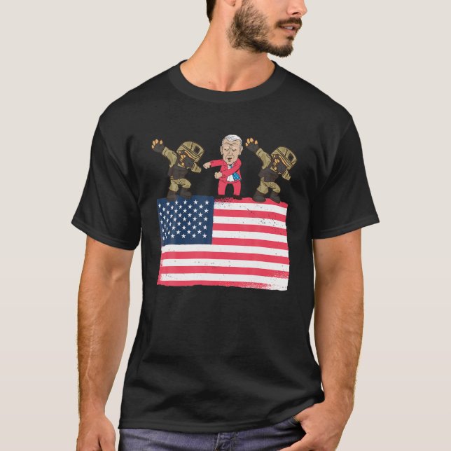 Camiseta Joe Biden Flossing Dabbing Soldier Patriotic Ameri (Frente)
