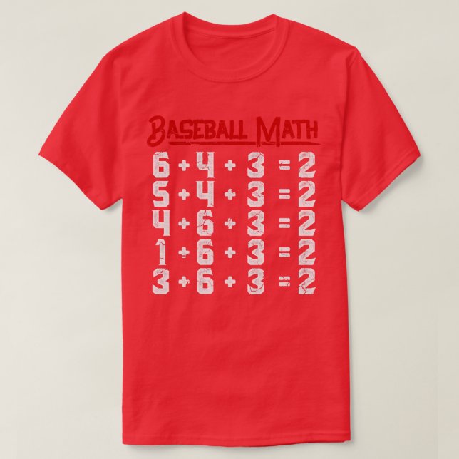 Camiseta Jogada Dupla em Matemática de Baseball (Frente do Design)