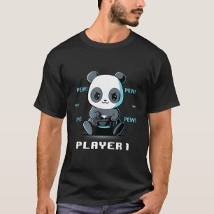 Camiseta Jogador 1 Panda Kawaii Panda Gamer