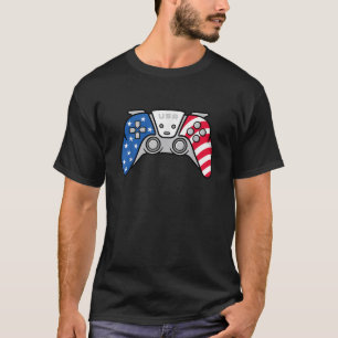 Camiseta Jogador 4 De Julho Gamepad Vídeo Jogo Americano