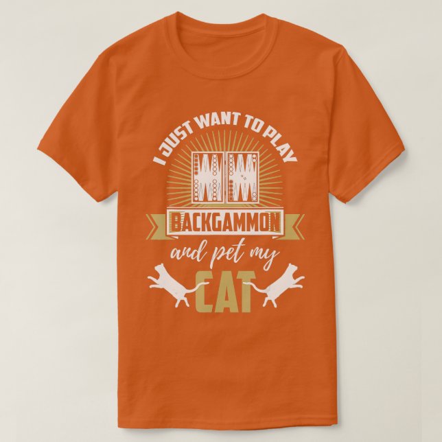 Camiseta Jogador Backgammon Mostra Engraçado Gato Lover Bac (Frente do Design)