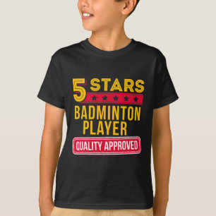 Camiseta Jogador Badminton de 5 Estrelas - Engraçado Racque