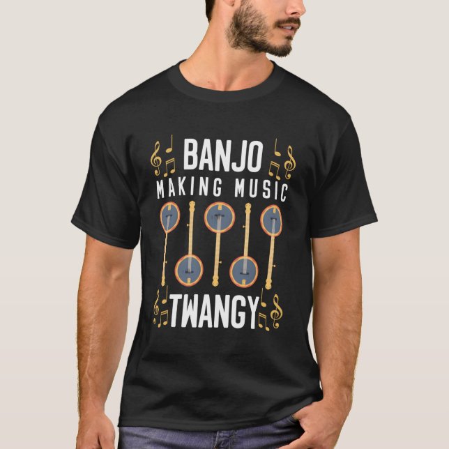 Camiseta Jogador Banjo de Banjo com Fazer de Música Twangy  (Frente)