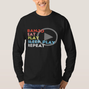 Camiseta Jogador Banjo Retro Coma Reproduzir Repouso