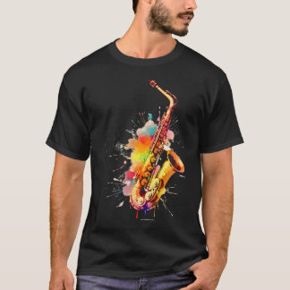 Camiseta Jogador Colorido Saxofone Jazz