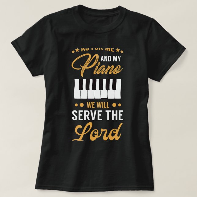 Camiseta Jogador Cristão Piano Design Serve O Senhor Piani (Frente do Design)