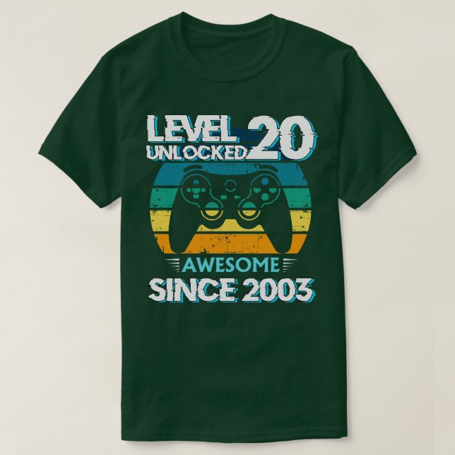 Camiseta Jogador de Aniversário do Nível 20 Desbloqueado In (Frente do Design)