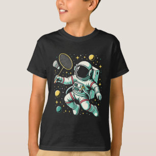 Camiseta Jogador de Badminton Astronauta Esporte Espacial