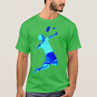 Camiseta Jogador de Badminton Azul Maravilhoso Badminton T