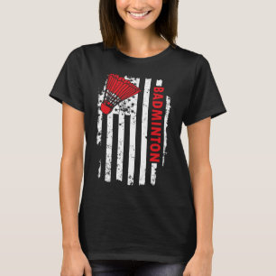 Camiseta Jogador de Badminton, Bandeira Dos Estados Unidos