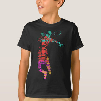 Camiseta Jogador de Badminton Colorido _ Racket do Shuttle 