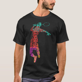 Camiseta Jogador de Badminton Colorido _ Racket do Shuttle