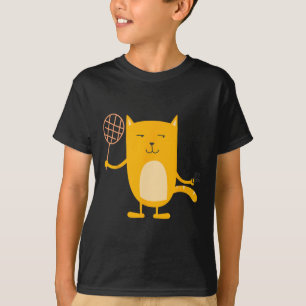 Camiseta Jogador de Badminton com Gráfico de Gato Esportivo
